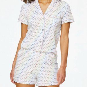 Roller Rabbit Disco Hearts PJ Set in White